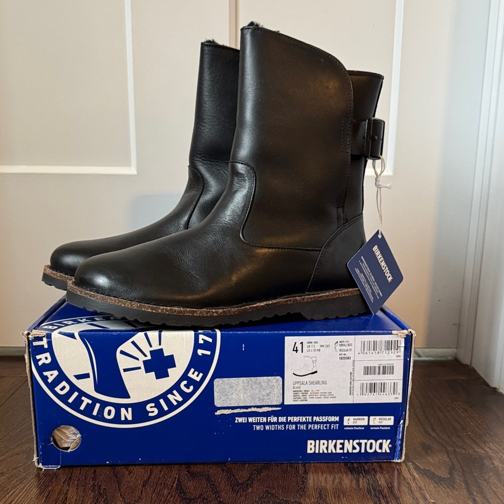 Birkenstock Uppsala Shearling  Black Leather Womens  Boots NWT